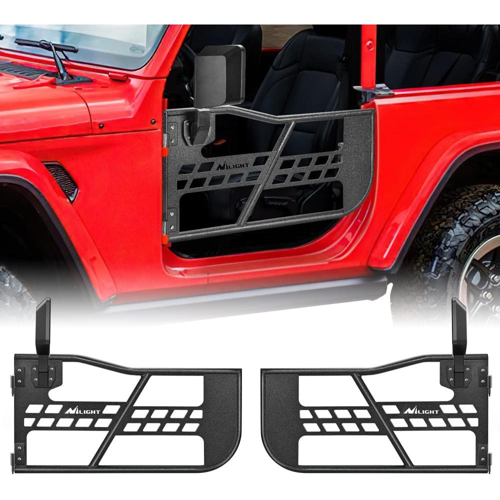 imageNilight Off Road Front Rear Tubular Doors with Side View Mirrors Compatible with 2018 2019 2020 2021 2022 2023 Wrangler JL 2020 2021 2022 2023 Gladiator JT 4 Door Only 2 Years Warranty2 Front Tubular Doors 20182023 JLJT