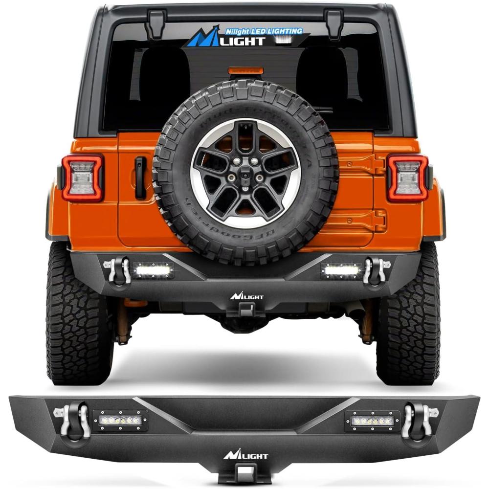 imageNilight Off Road Front Rear Tubular Doors with Side View Mirrors Compatible with 2018 2019 2020 2021 2022 2023 Wrangler JL 2020 2021 2022 2023 Gladiator JT 4 Door Only 2 Years WarrantyRear Bumper 20182025 JL