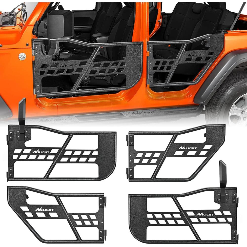 imageNilight Off Road Front Rear Tubular Doors with Side View Mirrors Compatible with 2018 2019 2020 2021 2022 2023 Wrangler JL 2020 2021 2022 2023 Gladiator JT 4 Door Only 2 Years Warranty4 FrontRear Tubular Doors 20182023 JLJT