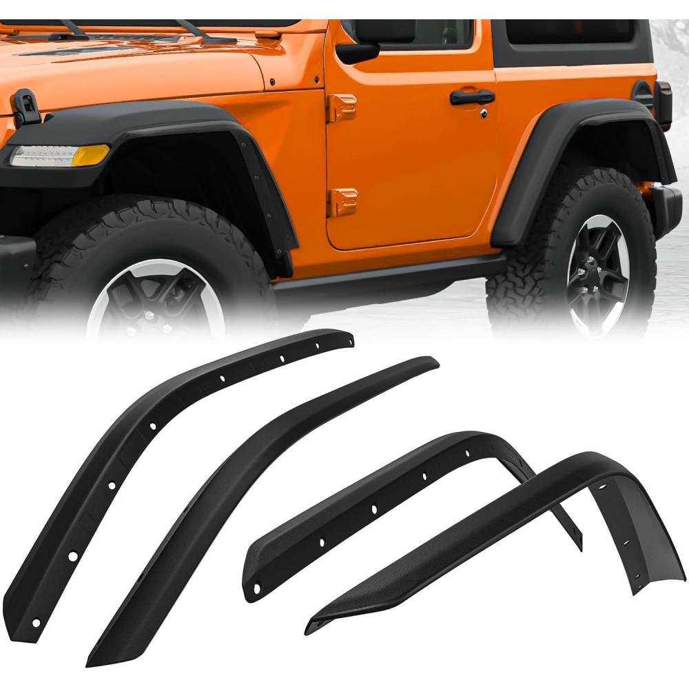 imageNilight OffRoad Fender Flares Kit Compatible with 20072018 Wrangler JK 24 Doors HeavyDuty Solid Steel Black Textured Fenders for Unlimited JK Front ampamp Rear Flat4pcsJK63DFor 20182025 Rubicon