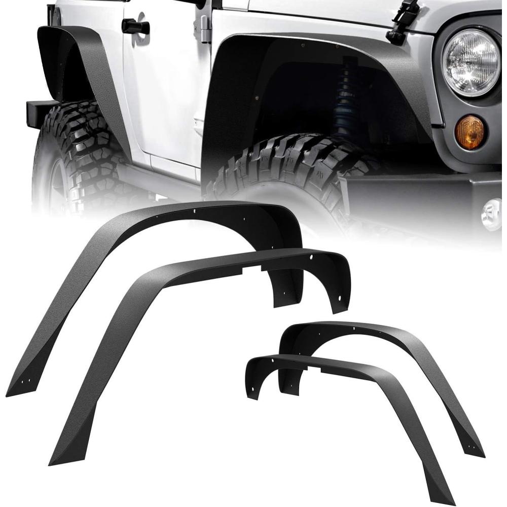 imageNilight OffRoad Fender Flares Kit Compatible with 20072018 Wrangler JK 24 Doors HeavyDuty Solid Steel Black Textured Fenders for Unlimited JK Front ampamp Rear Flat4pcsJK63DFor 20072018 JK