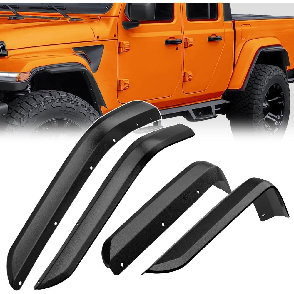 imageNilight OffRoad Fender Flares Kit Compatible with 20072018 Wrangler JK 24 Doors HeavyDuty Solid Steel Black Textured Fenders for Unlimited JK Front ampamp Rear Flat4pcsJK63DFor 20202025 Gladiator JT