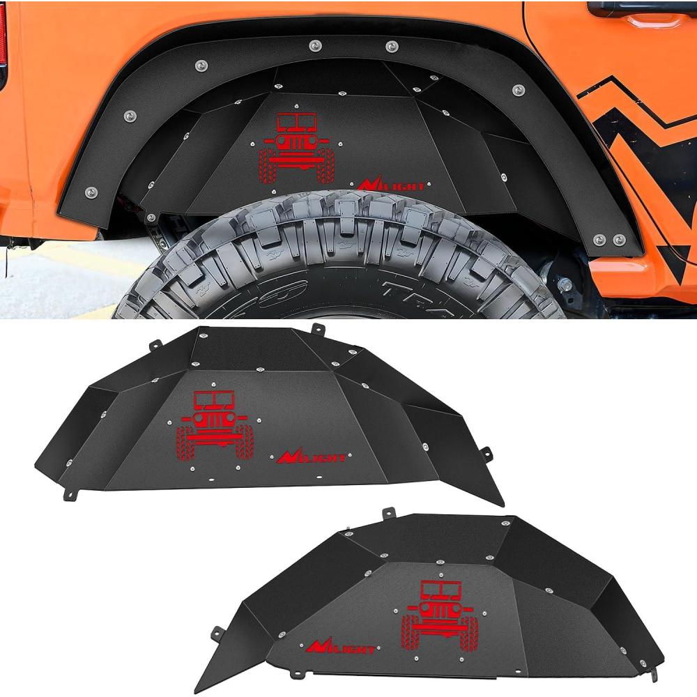 imageNilight Rear Inner Fender Liners Steel Wheel Cover Fit for 20072018 Wrangler JK JKU 4WD 4Door2Door Unlimited Bolton Style Fender Flares Splash Guards2Pcs Rear JL 20182025