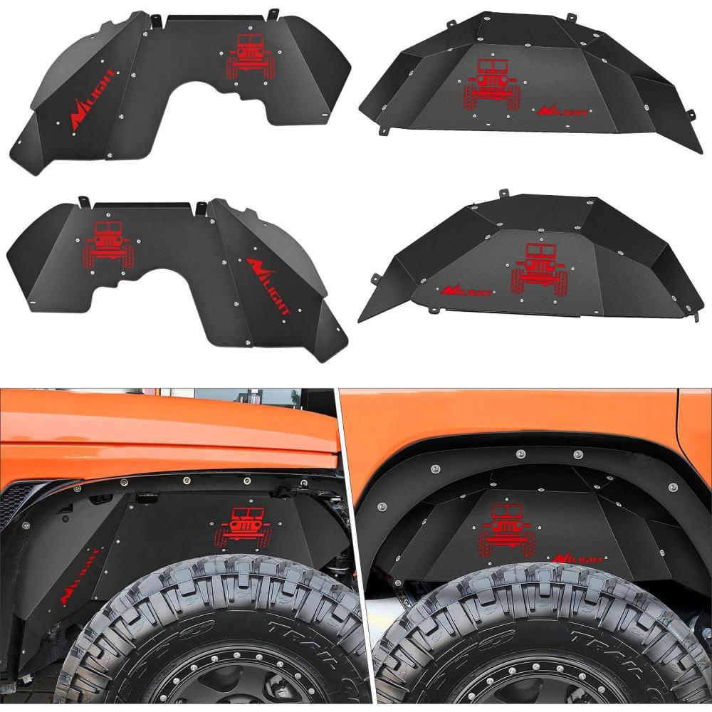 imageNilight Rear Inner Fender Liners Steel Wheel Cover Fit for 20072018 Wrangler JK JKU 4WD 4Door2Door Unlimited Bolton Style Fender Flares Splash Guards4Pcs FrontRear JL 20182025