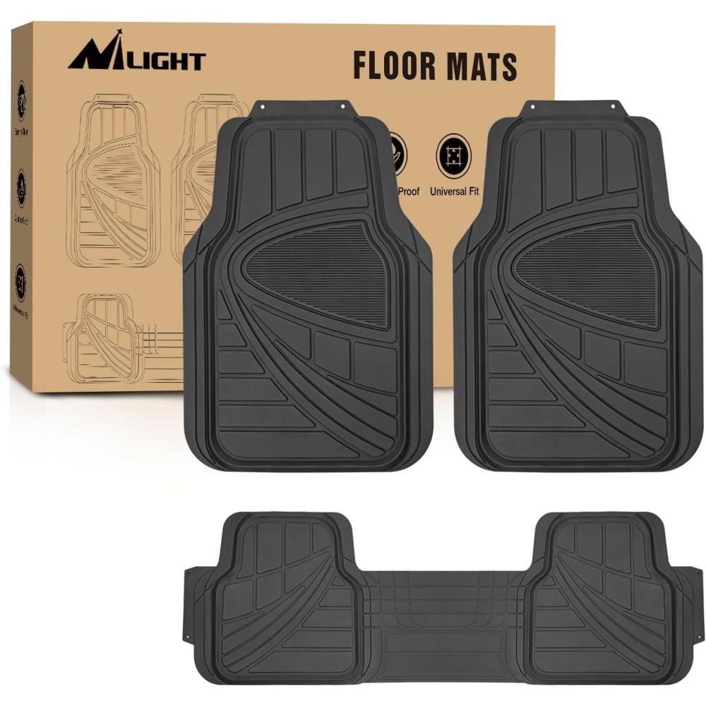 imageNilight Rubber Floor Mats for Cars Trucks SUVsUniversal Trim to fit for Most VehiclesAll Weather Protection Heavy Duty Floor LinersPack of 4PVC 3 Pack