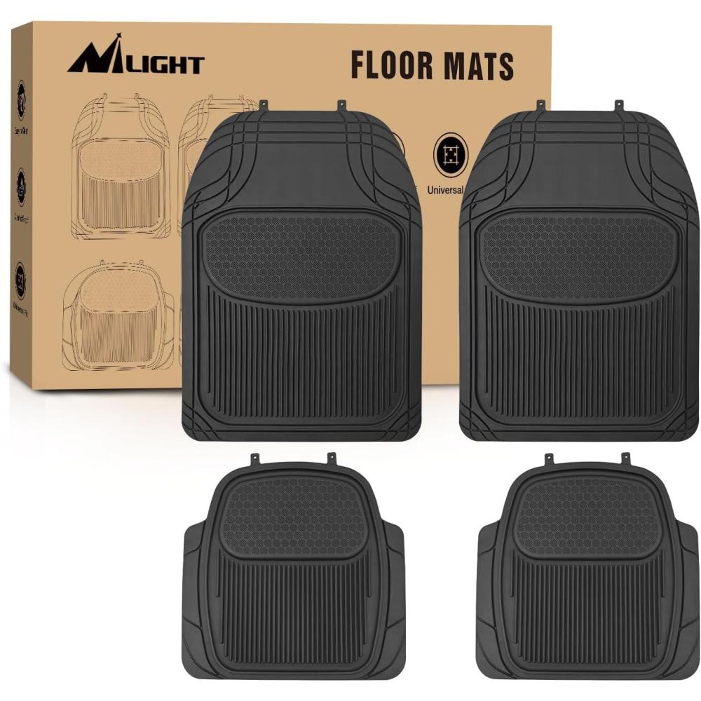 imageNilight Rubber Floor Mats for Cars Trucks SUVsUniversal Trim to fit for Most VehiclesAll Weather Protection Heavy Duty Floor LinersPack of 4PVC 4 Pack