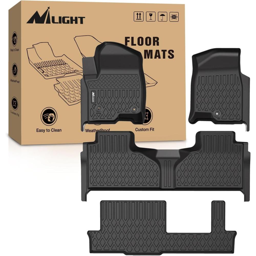 imageNilight TPE Floor Mats for 2021 2022 2023 2024 2025 Chevy Chevrolet Tahoe GMC Yukon Cadillac Escalade Bench Seating All Weather Custom Fit Heavy Duty Floor Liners20212025 Chevy Tahoe GMC YukonBench Seat