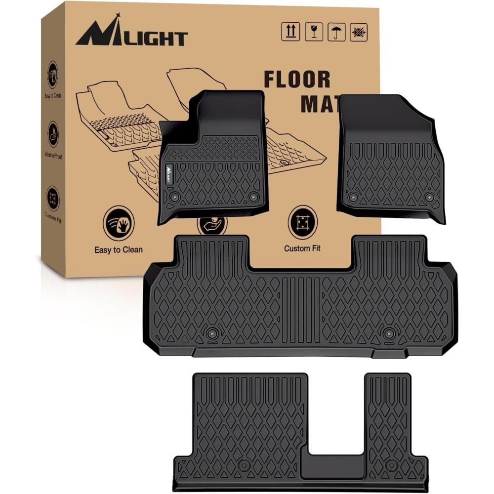 imageNilight TPE Floor Mats for 2021 2022 2023 2024 2025 Chevy Chevrolet Tahoe GMC Yukon Cadillac Escalade Bench Seating All Weather Custom Fit Heavy Duty Floor Liners20182025 Chevy Traverse Bench Seat