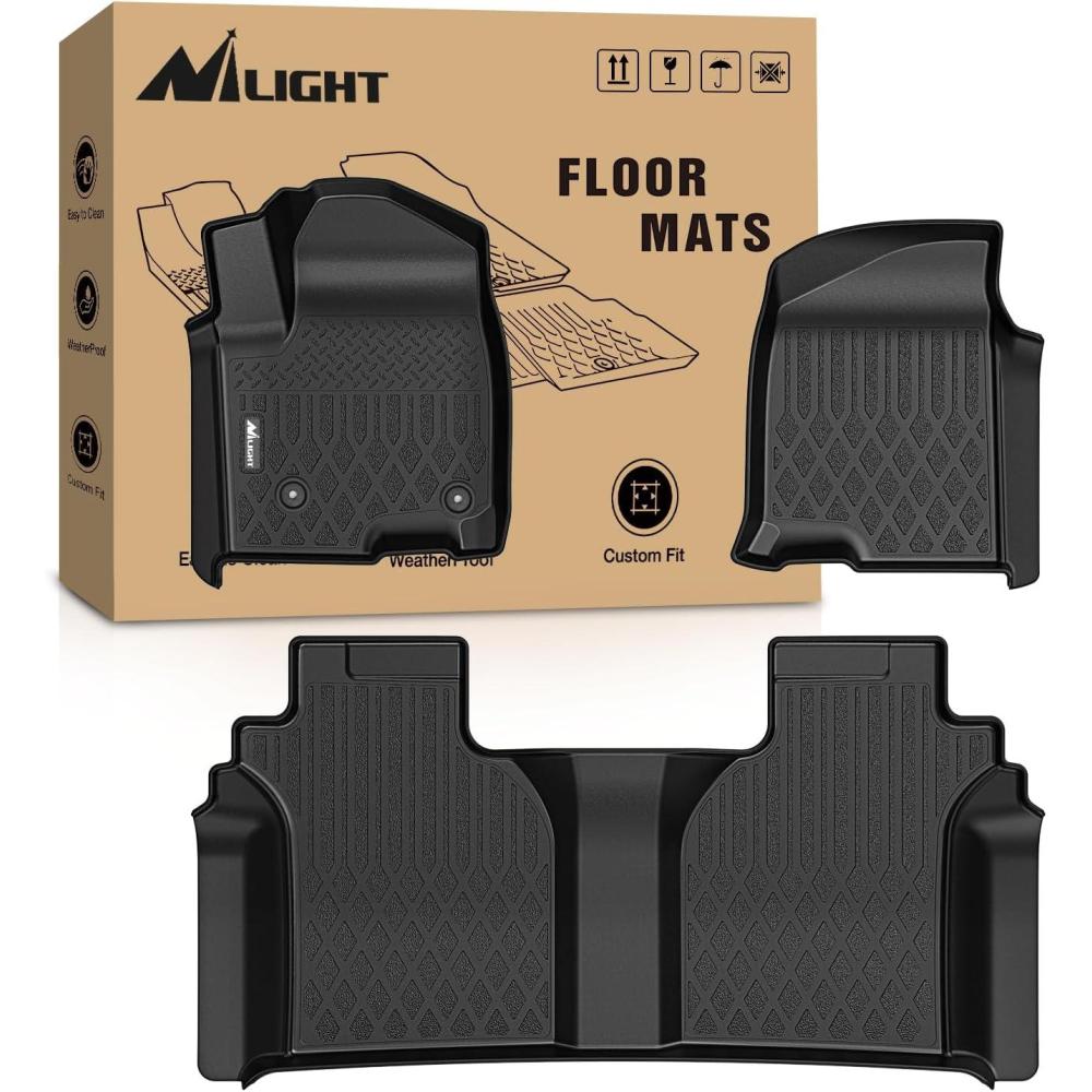 imageNilight TPE Floor Mats for 2021 2022 2023 2024 2025 Chevy Chevrolet Tahoe GMC Yukon Cadillac Escalade Bench Seating All Weather Custom Fit Heavy Duty Floor Liners20192025 Silverado GMC SierraCrew CabBucketSeat