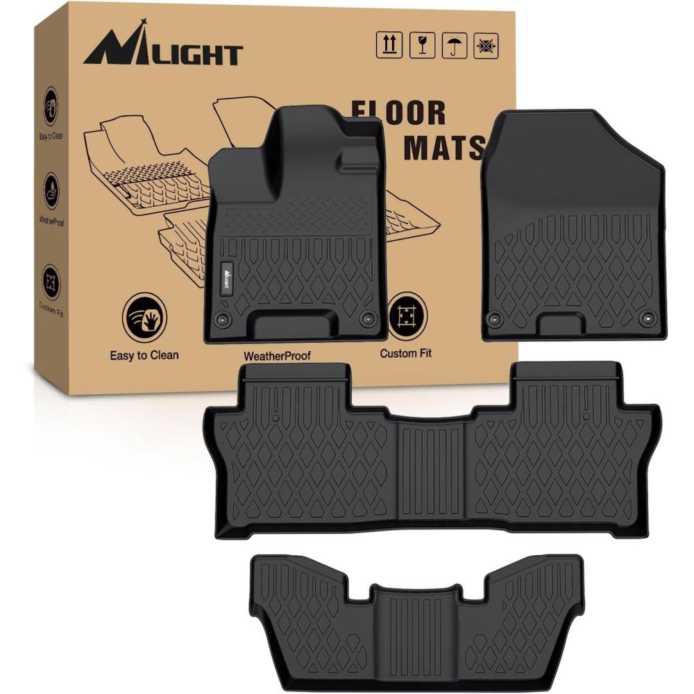 imageNilight TPE Floor Mats for Honda Pilot 7 Passenger 2016 2017 2018 2019 2020 2021 2022All Weather Custom Fit Heavy Duty Floor Liners20162022 Pilot