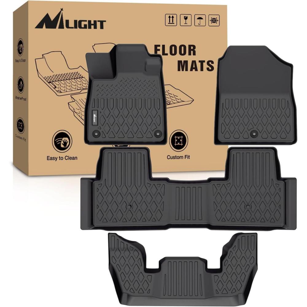imageNilight TPE Floor Mats for Honda Pilot 7 Passenger 2016 2017 2018 2019 2020 2021 2022All Weather Custom Fit Heavy Duty Floor Liners20232025 Pilot