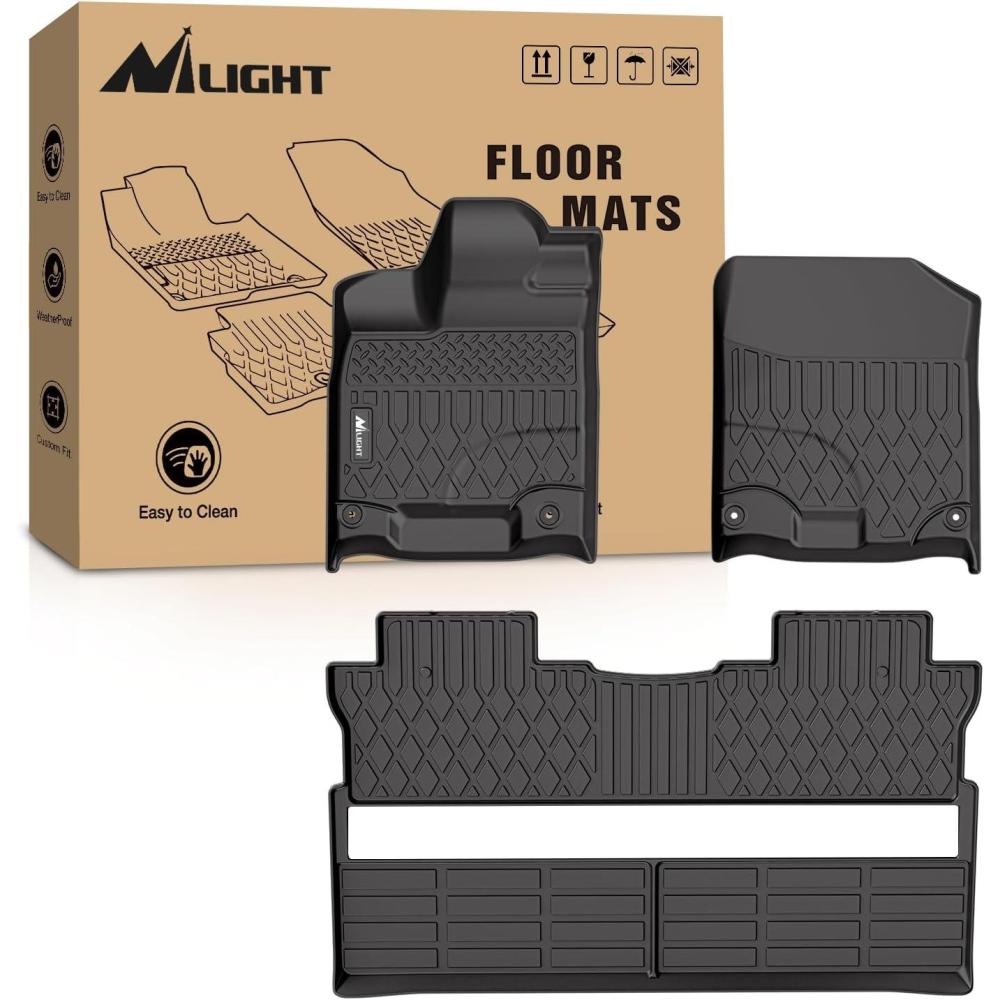 imageNilight TPE Floor Mats for Honda Ridgeline Crew Cab 2017 2018 2019 2020 2021 2022 2023 2024 2025 All Weather Custom Fit Heavy Duty Floor Liners