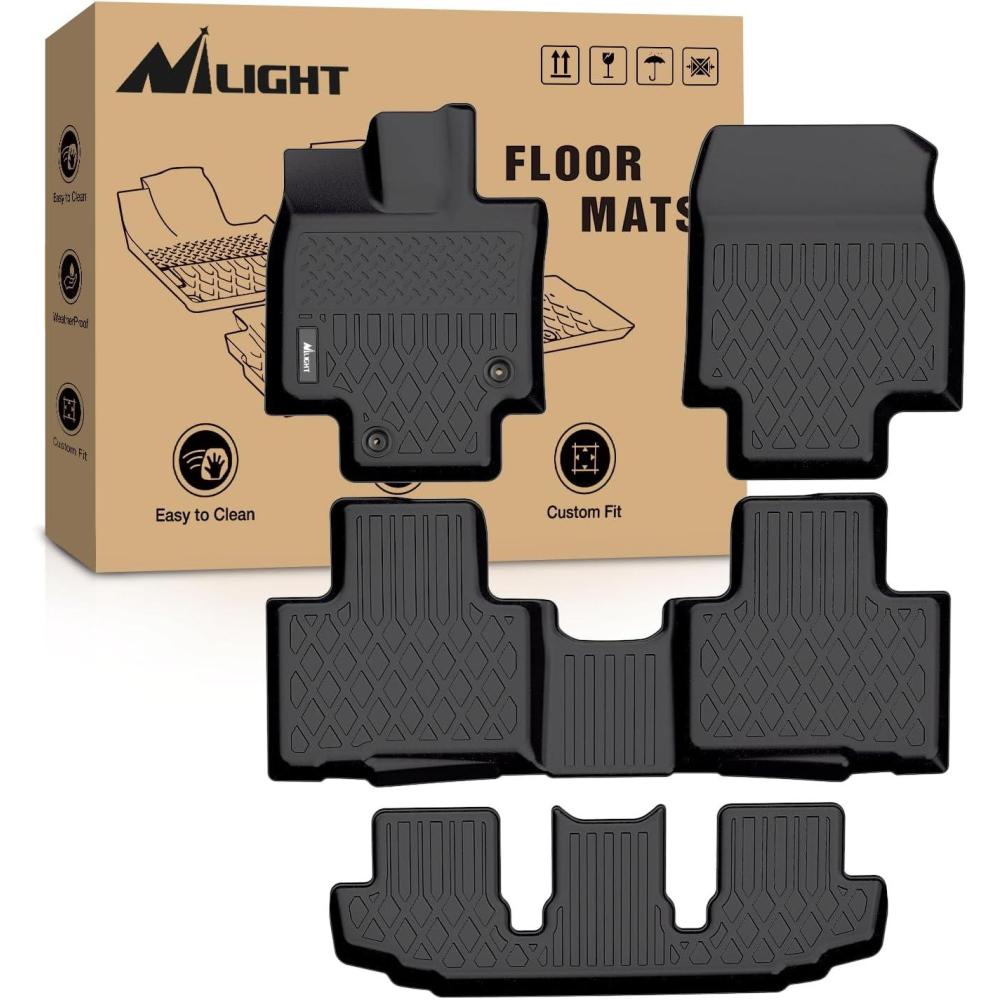 imageNilight TPE Floor Mats for Toyota Highlander wCenter Console 2020 2021 2022 2023 2024 2025 NOT fit Hybrid All Weather Custom Fit Heavy Duty Floor Liners20202025 Highlander