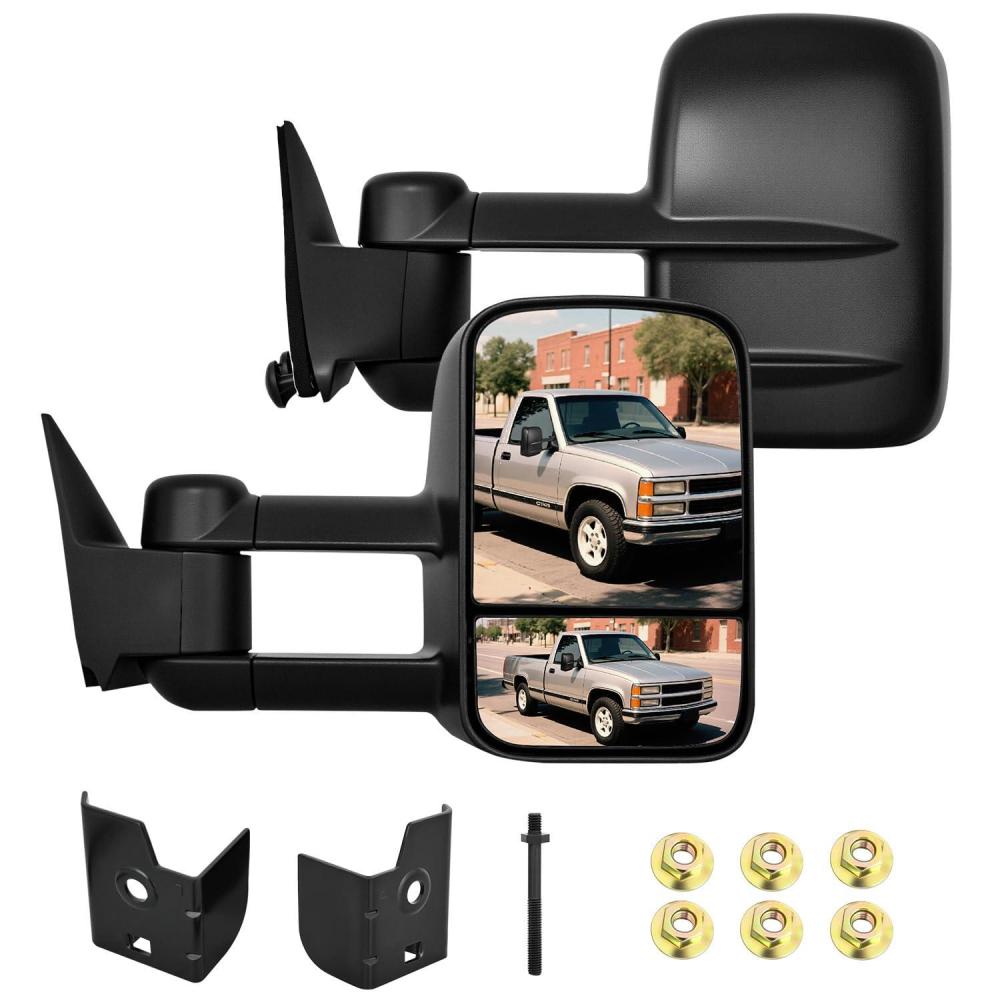 imageNilight Towing Mirrors Manual Adjusted Flat Convex Glass Telescoping Folding Compatible With 19992002 Chevy Silverado GMC Sierra 1500 2500 3500 Suburban Tahoe Avalanche Yukon19881998 ChevyGMC CK