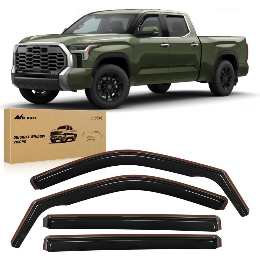 imageNilight in Channel Rain Guards for Tacoma 2005 2006 2007 2008 2009 2010 2011 2012 2013 2014 2015 Double Cab Original Window Deflectors Vent Window Visors4PCSTundra 20222024 CrewMax