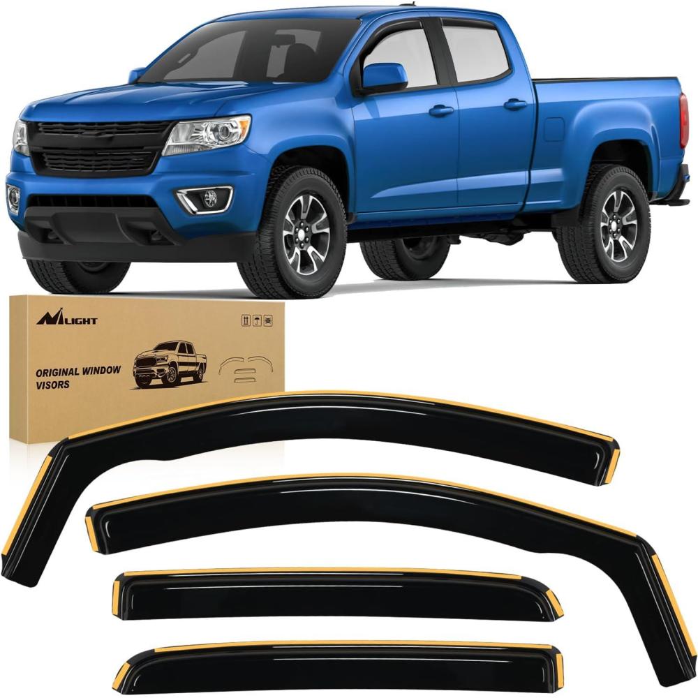 imageNilight in Channel Window Deflectors for Chevy Colorado Crew CabGMC Canyon Crew Cab 2015 2016 2017 2018 2019 2020 2021 2022 Rain GuardsVent Window Visors4pcs