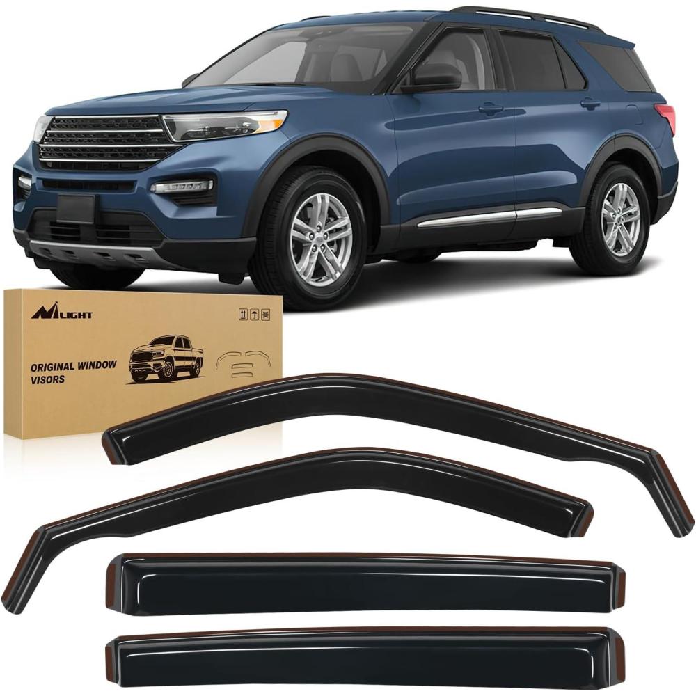 imageNilight in Channel Window Deflectors for Ford Explorer 2011 2012 2013 2014 2015 2016 2017 2018 2019 Vent Window VisorsRain Guards4PCSFord Explorer 20202024