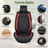 Nilight 5 Car Seat Covers Waterproof Faux Leather Cushions Anti-Slip Universal Fit for 5 Passenger Cars Hyundai Honda Accord Kia Civic Corolla Camry CR-V RAV4 Fusion SUV Truck (Full Set, Black)(Black+Red)