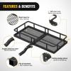 Nilight 53″ X 19″ X 4″ Hitch Cargo Carrier Fits 2-inch Hitch Receiver 500 Lbs Capacity Basket Cargo Net|Ratchet Straps|Hitch Stabilizer for SUV Pickup Camping Traveling(24″x 60″x 7.87″ Hitch Basket)