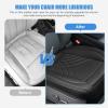 Nilight Car Seat Cushion Cover Beige Leather Front Seats Waterproof Anti-Slip with Storage Bag Wraps Bottom Fits Cars Sedan Van SUV Truck(Black Lines)