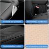 Nilight Car Seat Cushion Cover Beige Leather Front Seats Waterproof Anti-Slip with Storage Bag Wraps Bottom Fits Cars Sedan Van SUV Truck(Black Lines)