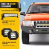 Nilight Front Bumper Compatible for 1999 2000 2001 2002 2003 2004 Jeep Grand Cherokee WJ with Winch Plate Offroad 120W Light Bar 18w LED Pods