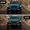 Nilight Front Bumper Grill Cover for 2007 2008 2009 2010 2011 2012 2013 2014 2015 2016 2017 2018 Wrangler JK/JKU Rubicon, & Sahara Sport with LED Work Light Pods Matte Black(For 2018-2025 JL&JT)