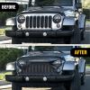 Nilight Front Bumper Grill Cover for 2007 2008 2009 2010 2011 2012 2013 2014 2015 2016 2017 2018 Wrangler JK/JKU Rubicon, & Sahara Sport with LED Work Light Pods Matte Black(For 2007-2018 JK)