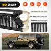 Nilight Front Bumper Grill Cover for 2007 2008 2009 2010 2011 2012 2013 2014 2015 2016 2017 2018 Wrangler JK/JKU Rubicon, & Sahara Sport with LED Work Light Pods Matte Black(For 2007-2018 JK)
