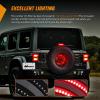 Nilight JK Tail Light LED Red Running Stop Brake Turn Signals Lights White Reverse Back Up DOT APPROVED Smoked Lens Taillight Compatible with 2007-2018 Wrangler JKU(JL 2018-2025 Tire Brake Light Double Row)