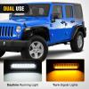 Nilight JK Wide Flat Front & Rear Fender Flares Fit for 2007-2018 Jeep Wrangler JK 2Door (Not fit 4 Door) 4Pcs Off-Road Wheel Fenders Mud Guards w/LED Lights Turn Signal Lights DRL, Heavy-Duty Steel