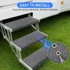 Nilight RV Step Covers 4 Pack 19 x 7.5 inches, Non Slip Camper Stair Cover Rug with Hook & Loop Works on Electrical Manual RV Stairs Carpet Step Rug for Mobile Home Camper Trailers Steps Outside, Gray(3pcs 23″ with Springs)