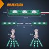 Nilight TR-117-H 8PCS Truck Pickup Bed Light 24LED Green Cargo Rock Lighting Kits with Switch for Van Off-Road Under Car Side Marker Foot Wells Rail, 2 Years Warranty