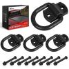 Nilight 4 PCS D Ring Tie Down Anchor 1/2″ Heavy Duty Rings with Screws Bolts on Trailer Truck Bed Cargo 12000 Lbs Break Strength Hook Black