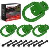 Nilight 4 PCS D Ring Tie Down Anchor 1/2″ Heavy Duty Rings with Screws Bolts on Trailer Truck Bed Cargo 12000 Lbs Break Strength Hook Green