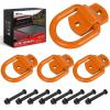 Nilight 4 PCS D Ring Tie Down Anchor 1/2″ Heavy Duty Rings with Screws Bolts on Trailer Truck Bed Cargo 12000 Lbs Break Strength Hook Orange