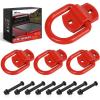 Nilight 4 PCS D Ring Tie Down Anchor 1/2″ Heavy Duty Rings with Screws Bolts on Trailer Truck Bed Cargo 12000 Lbs Break Strength Hook Red