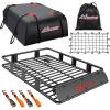Nilight 51″ X 36″ X 5″ Universal Roof Rack Cargo Basket Heavy-Duty 200LBS Capacity Rooftop Cargo Carrier Luggage Holder & Soft Waterproof|Cargo Bag|Net|Ratchet Straps for SUV Truck Vehicle(64″x 39″x 6″ w/Net Straps Bag)