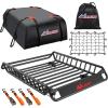Nilight 51″ X 36″ X 5″ Universal Roof Rack Cargo Basket Heavy-Duty 200LBS Capacity Rooftop Cargo Carrier Luggage Holder & Soft Waterproof|Cargo Bag|Net|Ratchet Straps for SUV Truck Vehicle(51″ X 36″ X 5″ w/Net Straps Bag)