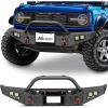 Nilight Front Bumper Compatible for 2021 2022 2023 2024 Ford Bronco with 4X 18w Flush Mount LED Work Lights Winch Plate License Plate Bracket Sensor Hole