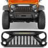 Nilight Front Bumper Grill Cover for 2007 2008 2009 2010 2011 2012 2013 2014 2015 2016 2017 2018 Wrangler JK/JKU Rubicon, & Sahara Sport with LED Work Light Pods Matte Black(For 2007-2018 JK)