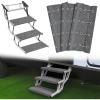 Nilight RV Step Covers 4 Pack 19 x 7.5 inches, Non Slip Camper Stair Cover Rug with Hook & Loop Works on Electrical Manual RV Stairs Carpet Step Rug for Mobile Home Camper Trailers Steps Outside, Gray(3pcs 23″ with Springs)