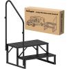 Nilight RV Steps with Handrail, 3 Steps Hot Tub Steps Outdoor RV Stairs Step Portable Mobile Motor Home Stairs for Camper Travel Trailers Dock Entry Steps 5th Wheel RV Porch with Anti-Slip Handrail(2 Steps)