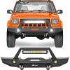 Nilight Rear Bumper Compatible for 1984-1993 1994 1995 1996 1997 1998 1999 2000 2001 Jeep Cherokee XJ with 2” Hitch Receiver and Upgraded 18w LED Light Pods Offroad Textured black(Front-Black)