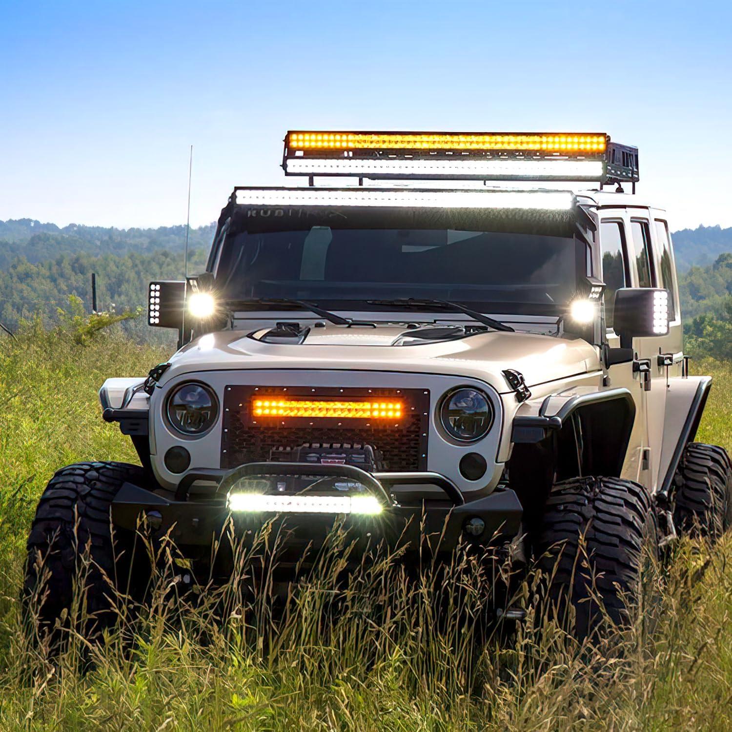 imageNilight NI06A126W Light Bar 2PCS 20 Inch 126W LED Lights Spot Flood Combo Led Off Road Driving Lights Led Fog Lights Jeep Lights Boat Lighting LED Work Light 2 Years WarrantyWhite