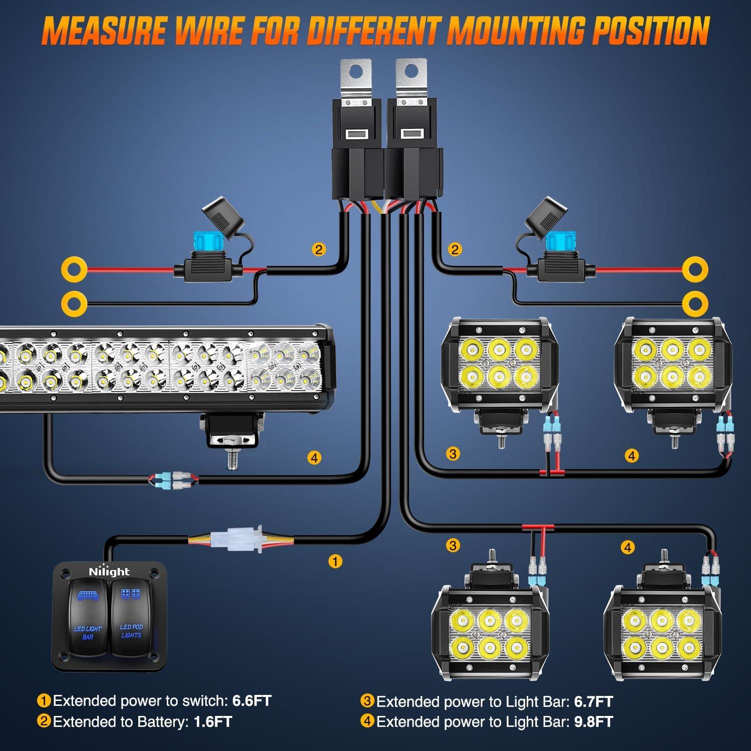 imageNilight NI06A126W Light Bar 2PCS 20 Inch 126W LED Lights Spot Flood Combo Led Off Road Driving Lights Led Fog Lights Jeep Lights Boat Lighting LED Work Light 2 Years WarrantyWhite