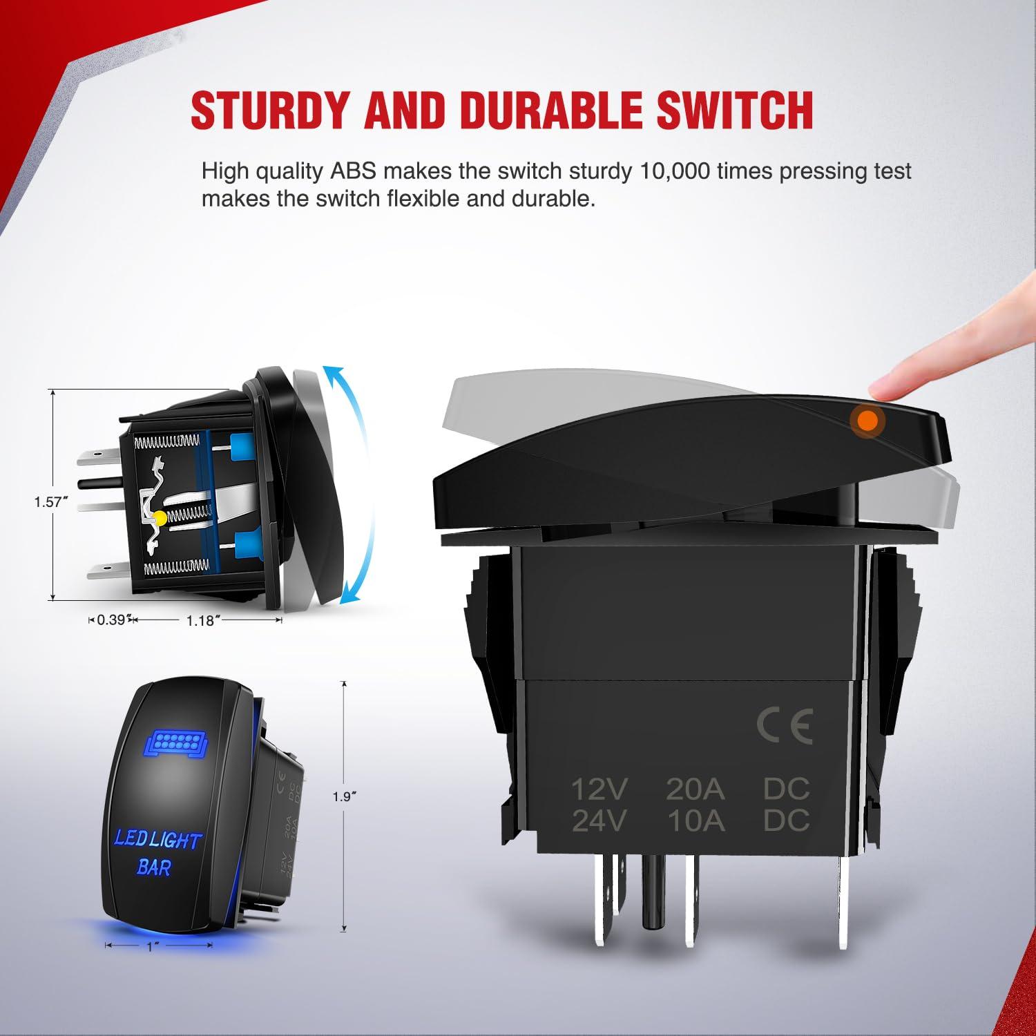 imageNilight 16AWG OffRoad LED Light Bar Wiring Harness Kit 12V Relay OnOff Rocker Switch 2 Leads2 Years Warranty14AWG1 Lead Remote Flash 5PIN Switch