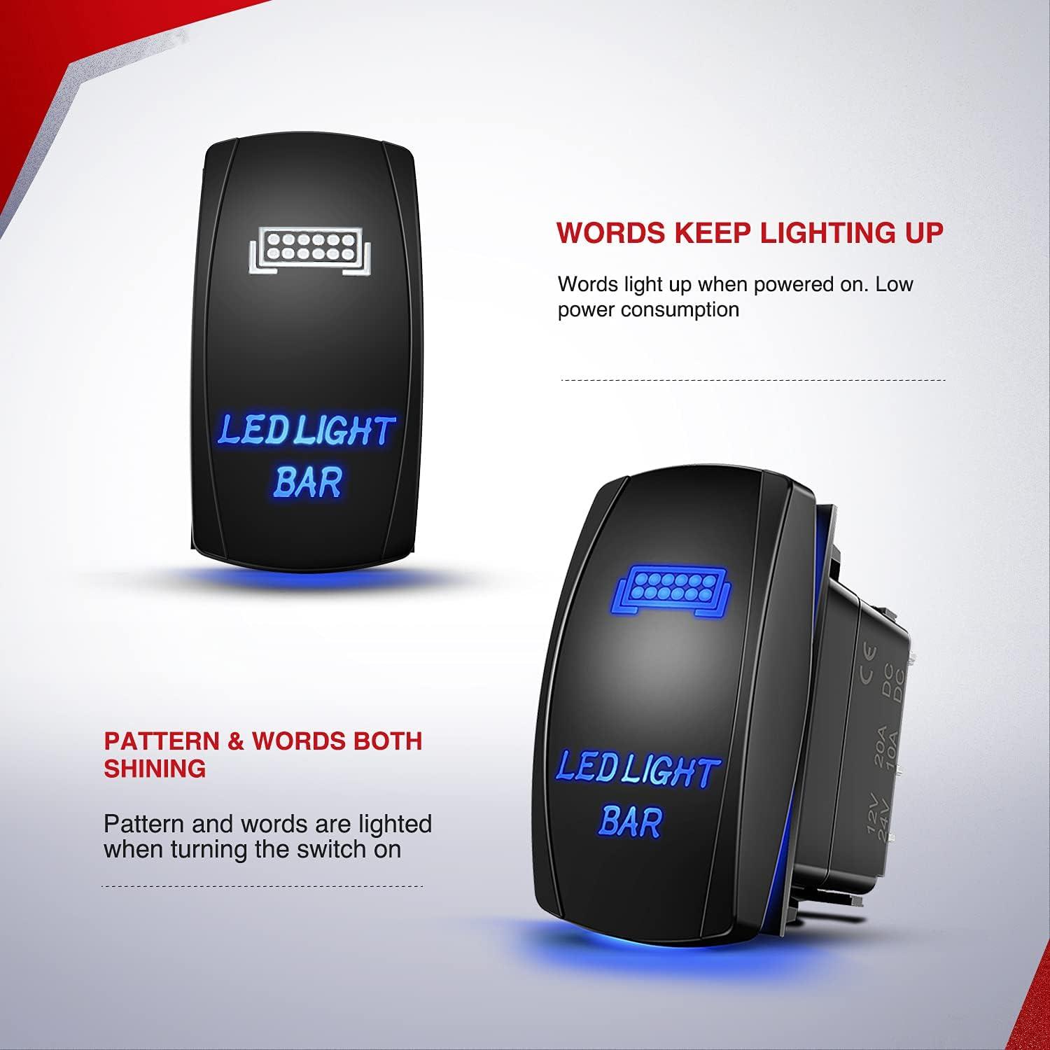 imageNilight 16AWG Wiring Harness Kit2 Leads LED Light Bar with 2PCS 16 AWG 10 Feet Wiring Harness Extension Kit 12V OnOff 5 Pin Rocker Switch for Jeep Boat Trucks 2 Years Warranty