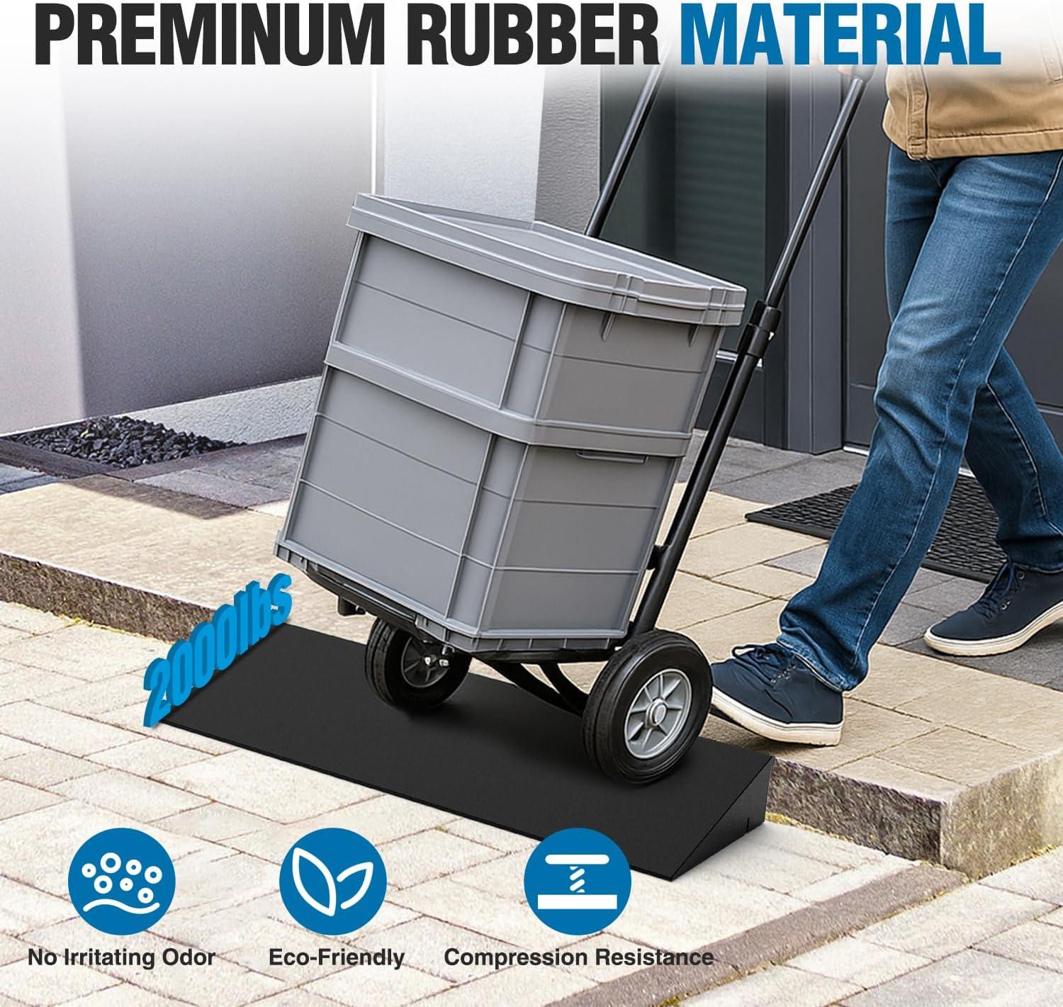 imageNilight 16quot Rise Threshold Ramp for Doorways 197quot Wide Low Profile Rubber Smooth Access Door Ramp for Doorway Curb Home Steps Bathroom2 Rise