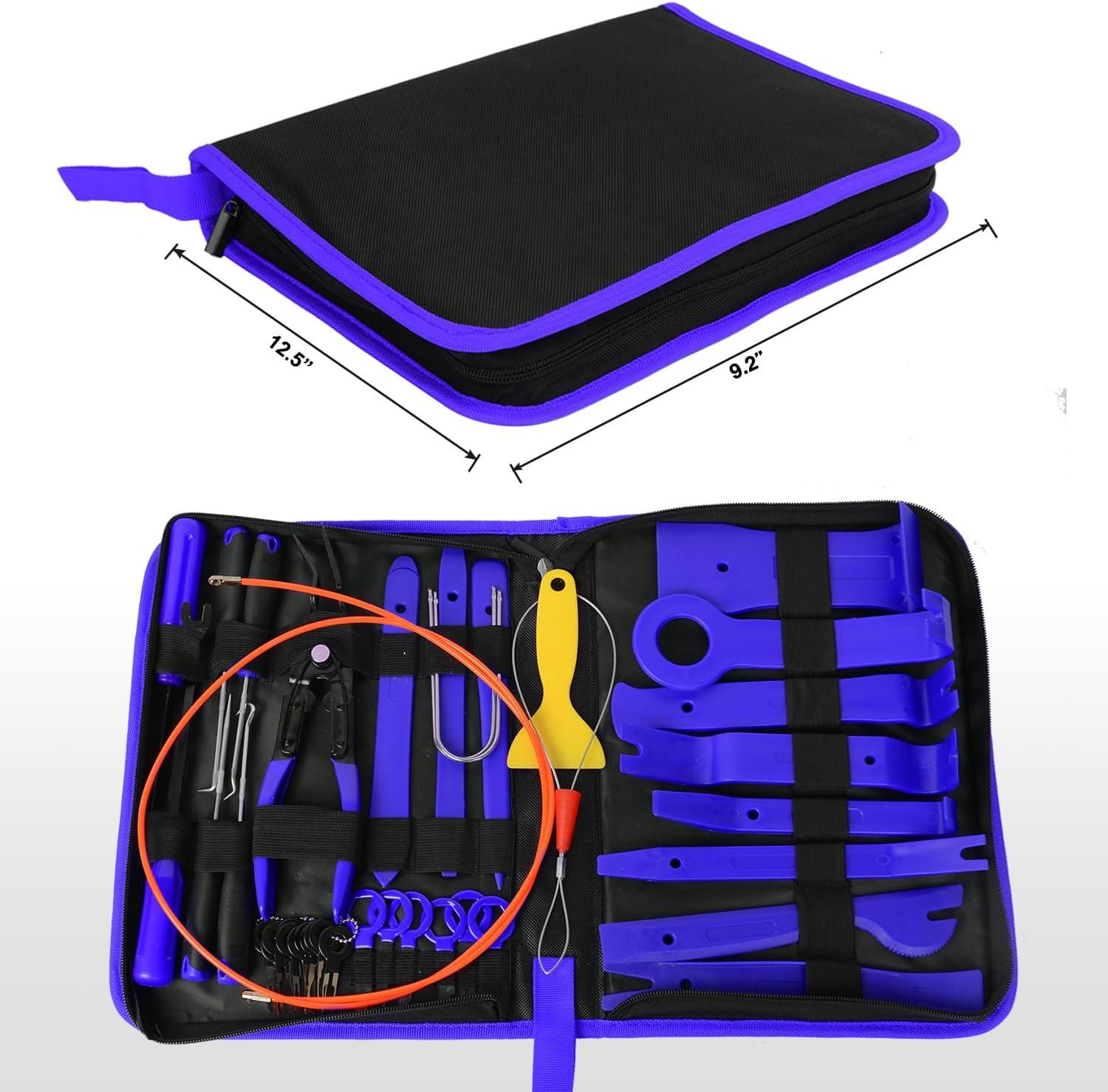 imageNilight 19Pcs Trim Removal Tool Set Panel Fastener Clips Removal Automotive Plastic Upholstery Pliers Removal Install Car Tool with Storage Bag for Trim Panel Audio Clip Pliers YellowBlue